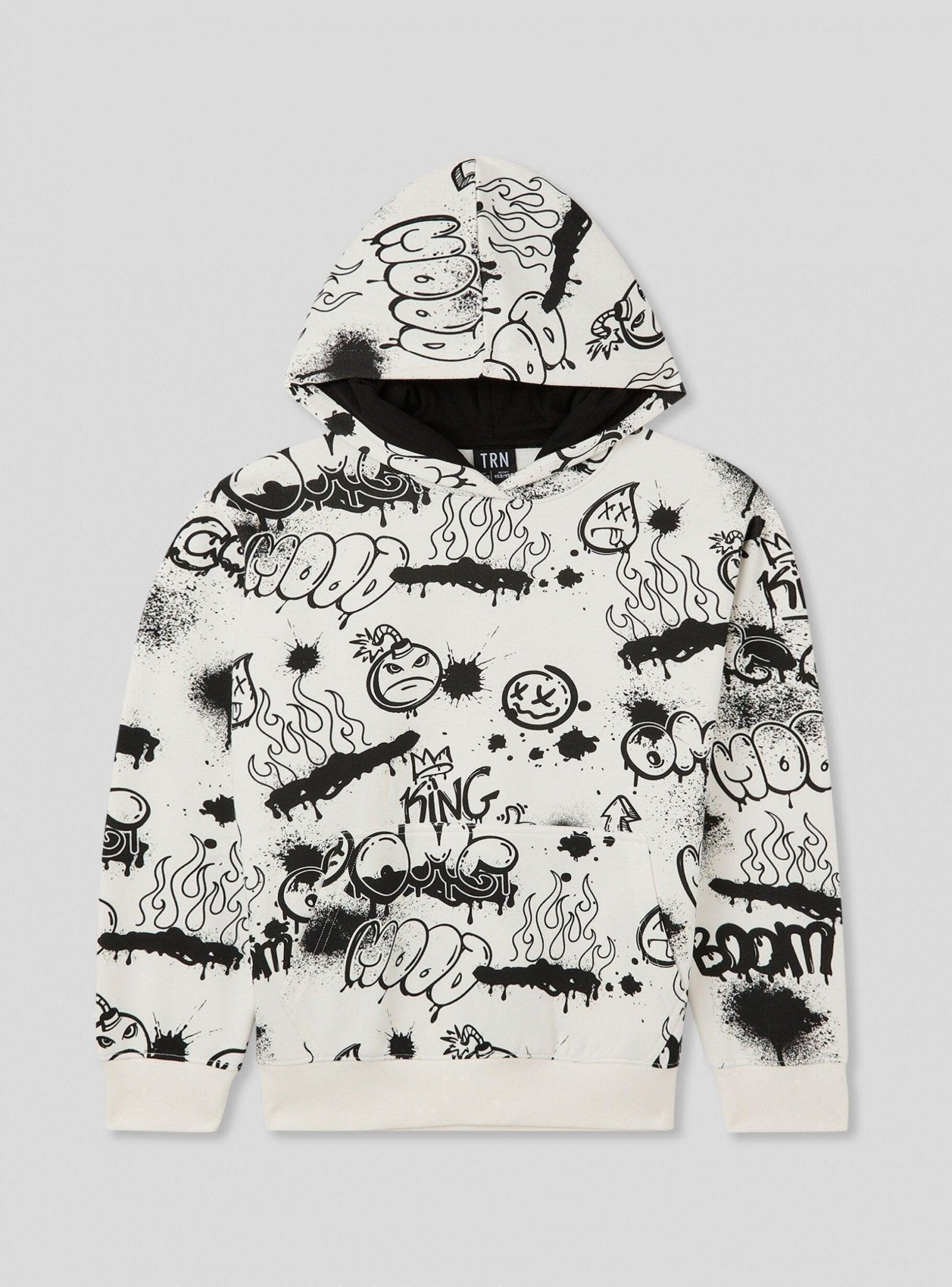 TERRANOVA Graffiti print hoodie in heavy fabric White wool - SMgarment's