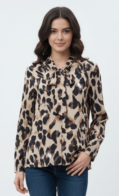 The 'Wild Side' Tie - Neck Blouse - Smgarment's