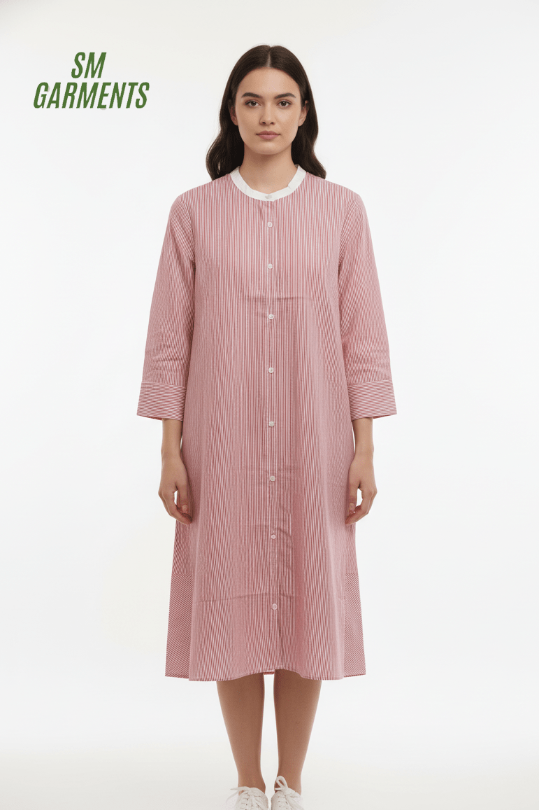 US WOMENS STRIPED LONG SHIRT DRESS - Smgarment's