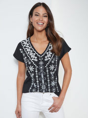 VENCA FLORAL PRINT SHORT - SLEEVED T - SHIRT - SMgarment's