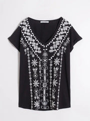 VENCA FLORAL PRINT SHORT - SLEEVED T - SHIRT - SMgarment's