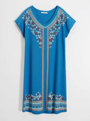 VENCA SHORT - SLEEVED DRESS WITH FRONT PRINT - SMgarment's