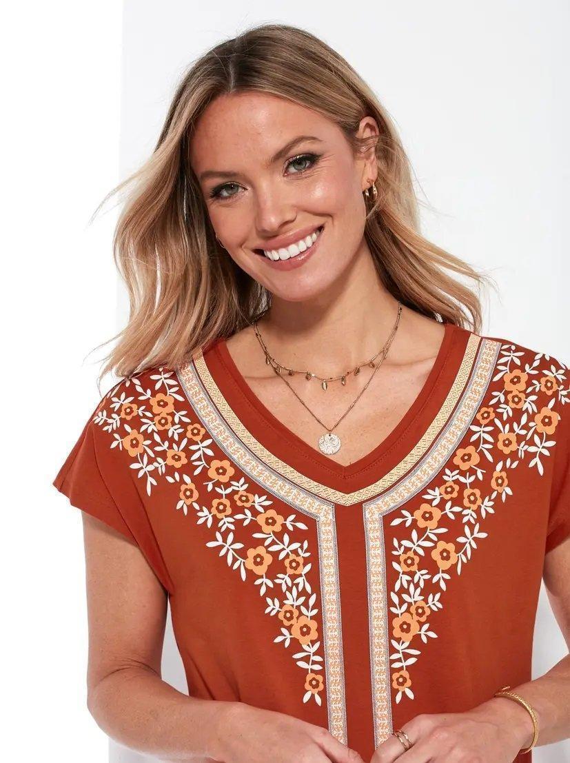 VENCA SHORT - SLEEVED DRESS WITH FRONT PRINT - SMgarment's