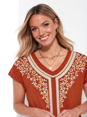 VENCA SHORT - SLEEVED DRESS WITH FRONT PRINT - SMgarment's