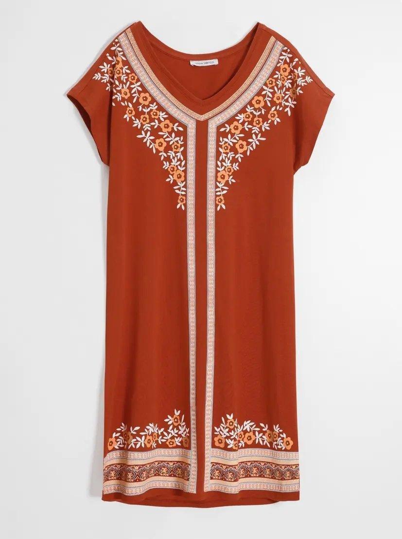 VENCA SHORT - SLEEVED DRESS WITH FRONT PRINT - SMgarment's