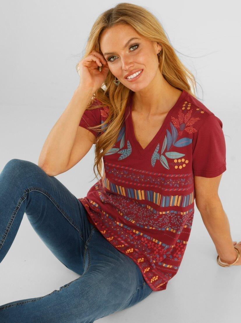 VENCA SHORT - SLEEVED T - SHIRT WITH FRONT PRINT - SMgarment's