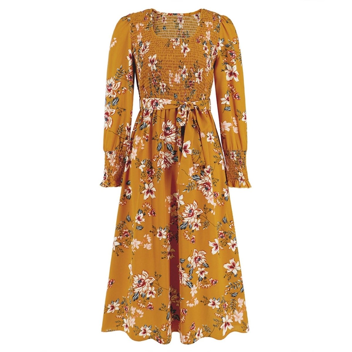 Vintage Fragmented Flower Mid Length Fashion Dress - Smgarment's
