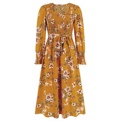 Vintage Fragmented Flower Mid Length Fashion Dress - Smgarment's