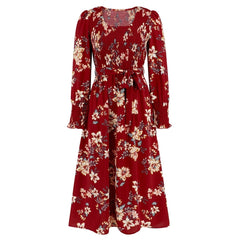 Vintage Fragmented Flower Mid Length Fashion Dress - Smgarment's