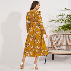 Vintage Fragmented Flower Mid Length Fashion Dress - Smgarment's