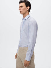 MNG مردوں کی سلم فٹ آسان لوہے کی ملٹی سٹرپڈ شرٹ