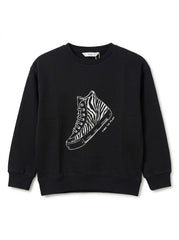 Girls Branded Black High-Top Sneaker Graphic Sweatshirt| SM GARMENTS