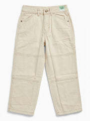 Girls' Beige Ecru Wide Leg Utility CARGOJeans | Kids' Pants