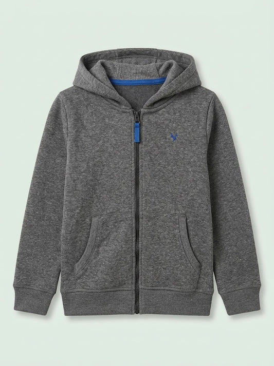 BOYS BRANDED ' Dark Grey Zip-Up Hoodie with Front Pockets