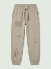 BRANDED Boys' Casual Cotton-Blend Fleece Graphic Joggers – Taupe