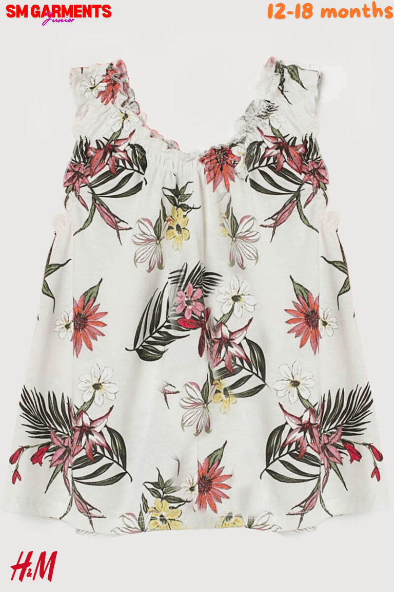 WHITE FLORAL COTTON VEST TOP - SMgarment's