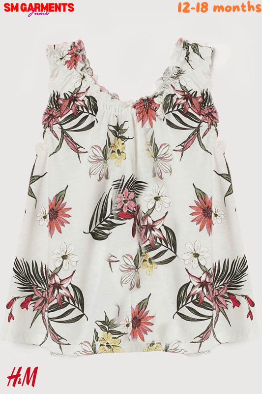 WHITE FLORAL COTTON VEST TOP - SMgarment's