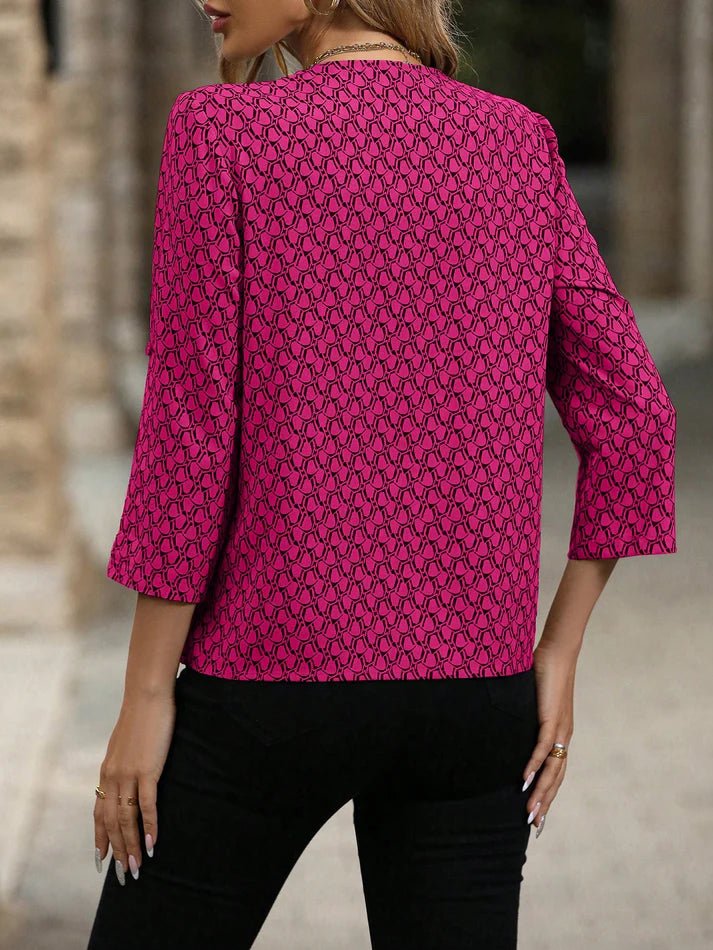 Women Full Sleevs V - Neck Printed Tee - Smgarment's