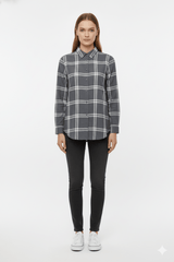 WOMEN ONLY GRAY CHECK SHIRT - Smgarment's