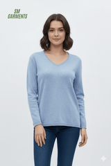 WOMENS BASIC V NECK SWEATER - Smgarment's