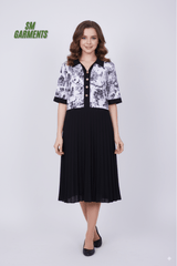 WOMENS Black Floral Print Long Dress - Smgarment's