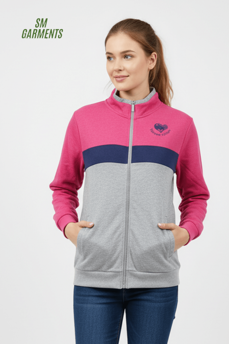 WOMENS EMROIDED ZIPPER HOODIE - Smgarment's