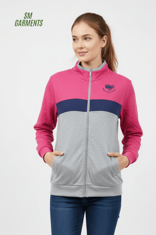 WOMENS EMROIDED ZIPPER HOODIE - Smgarment's