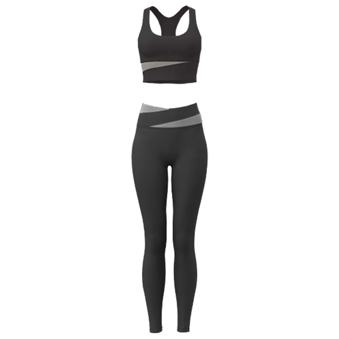 Women's Fitness Yoga Bra and Pants/Leggings Set (Black and Gray) - Smgarment's