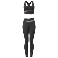 Women's Fitness Yoga Bra and Pants/Leggings Set (Black and Gray) - Smgarment's