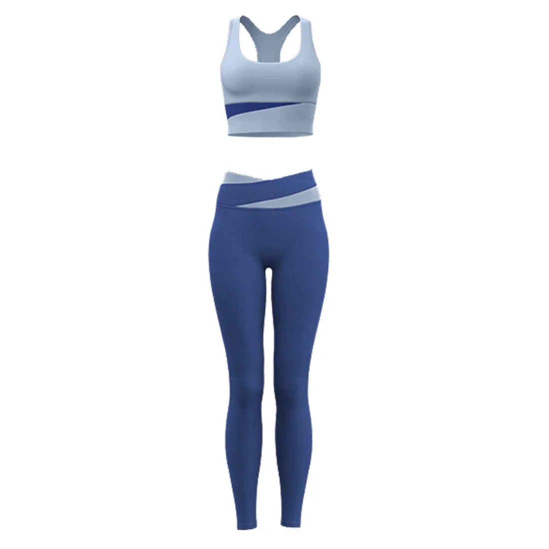 Women's Fitness Yoga Bra and Pants/Leggings Set (Dusty Blue x Blue) - Smgarment's