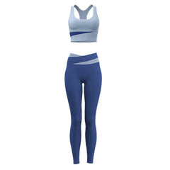 Women's Fitness Yoga Bra and Pants/Leggings Set (Dusty Blue x Blue) - Smgarment's