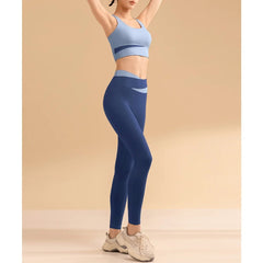 Women's Fitness Yoga Bra and Pants/Leggings Set (Dusty Blue x Blue) - Smgarment's