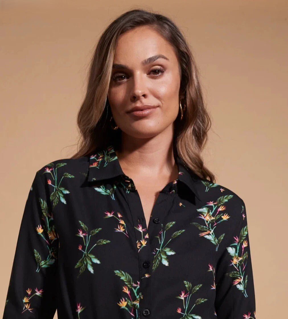 WOMENS FLORAL PRINT LONG SHIRT DRESS WITH BELT - Smgarment's