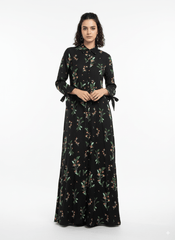 WOMENS FLORAL PRINT LONG SHIRT DRESS WITH BELT - Smgarment's