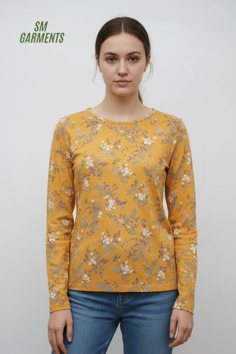 WOMENS FULL SLEEVE PRINTED T SHIRT - Smgarment's