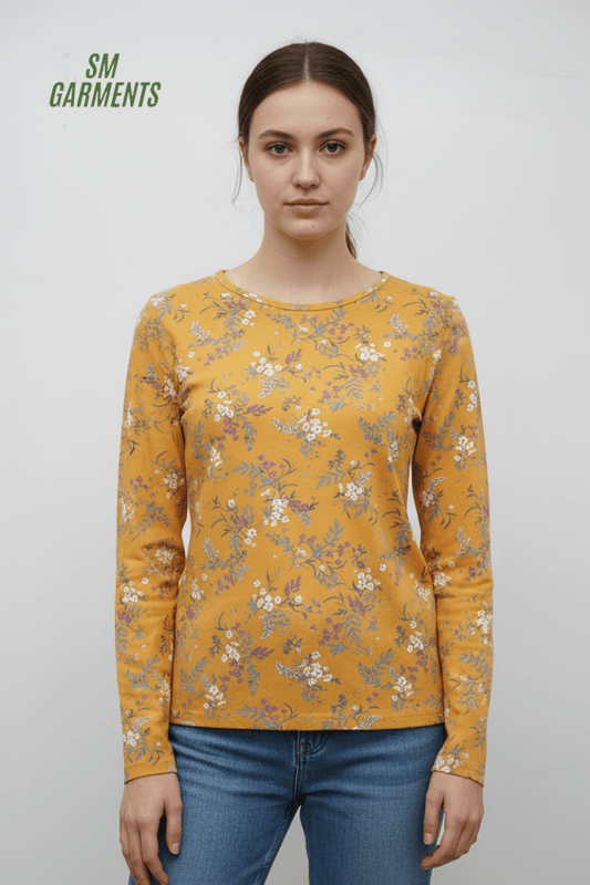 WOMENS FULL SLEEVE PRINTED T SHIRT - Smgarment's