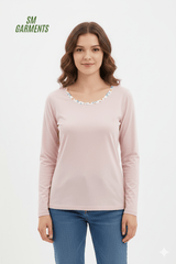 WOMENS NECK PRINT FULL SLEEVE T SHIRT - Smgarment's