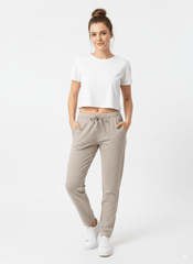 WOMENS PLAIN TROUSER - BEIGE - Smgarment's