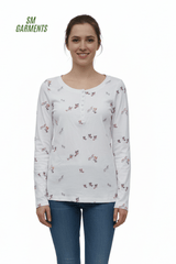 WOMENS PRINTED FULL SLEEVE T SHIRT - Smgarment's