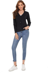 WOMENS V NECK BLACK CARDIGAN - Smgarment's
