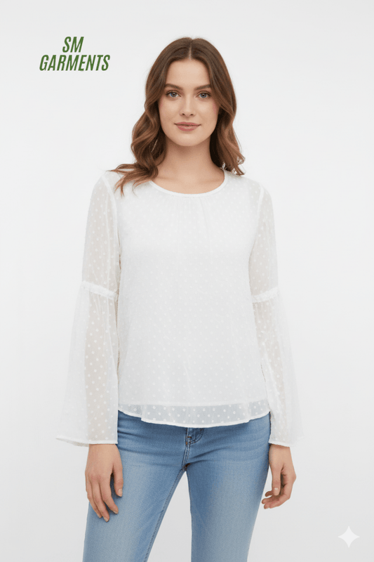 WOMENS WHITE PRINTED TOP - Smgarment's