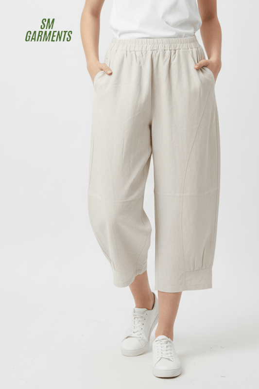 W.W.J STUDIO WOMENS LINEN CULOTTE TROUSER - Smgarment's