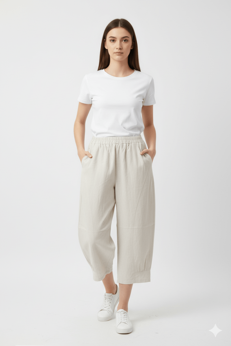 W.W.J STUDIO WOMENS LINEN CULOTTE TROUSER - Smgarment's