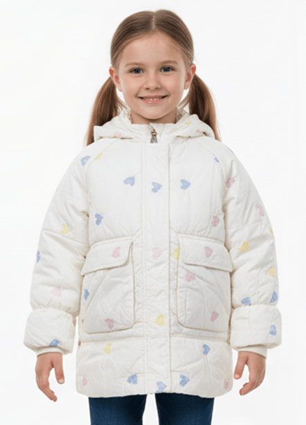 XGZZX GIRLS HEART PRINTED DOUBLE POCKET JACKET - Smgarment's
