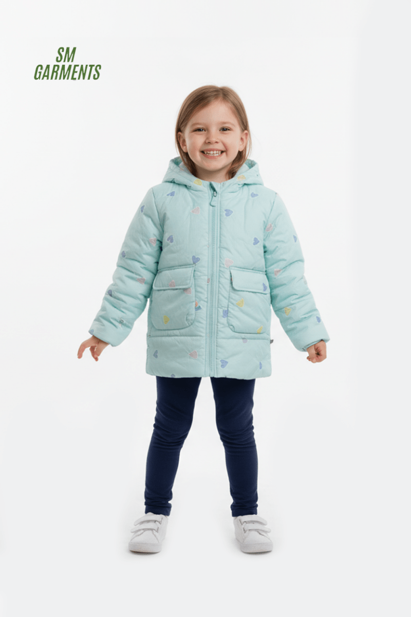 XGZZX GIRLS HEART PRINTED DOUBLE POCKET JACKET - Smgarment's