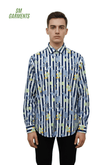 ZR MENS PRINTED STRATCHABLE SLIM FIT SHIRT - Smgarment's
