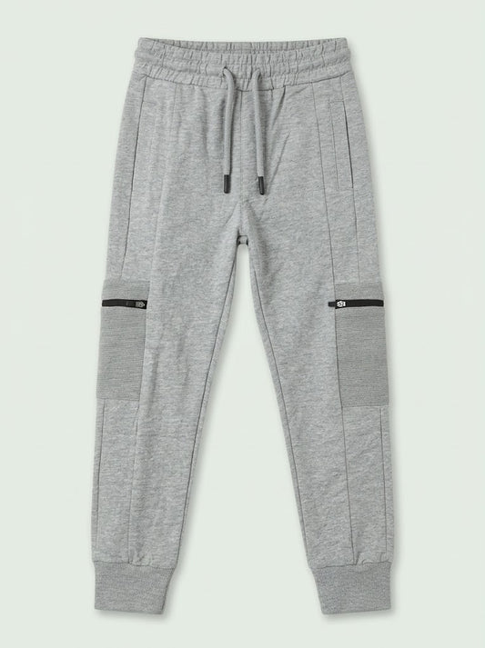 Boys' Cargo Joggers | Light Gray Heather Kids Sweatpants with Pockets