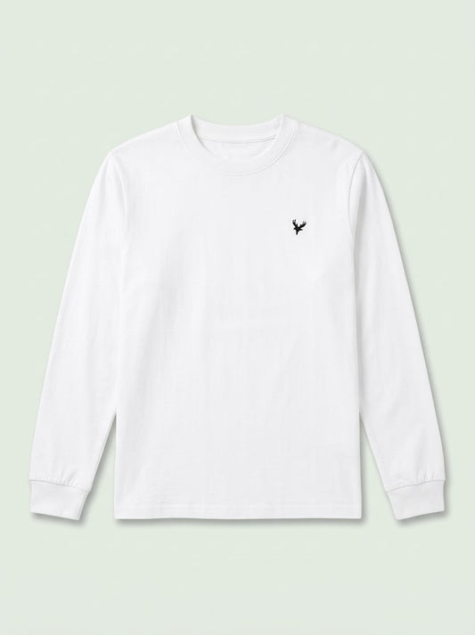 Boys' Winter Casual Cotton Long-Sleeve T-Shirt – White