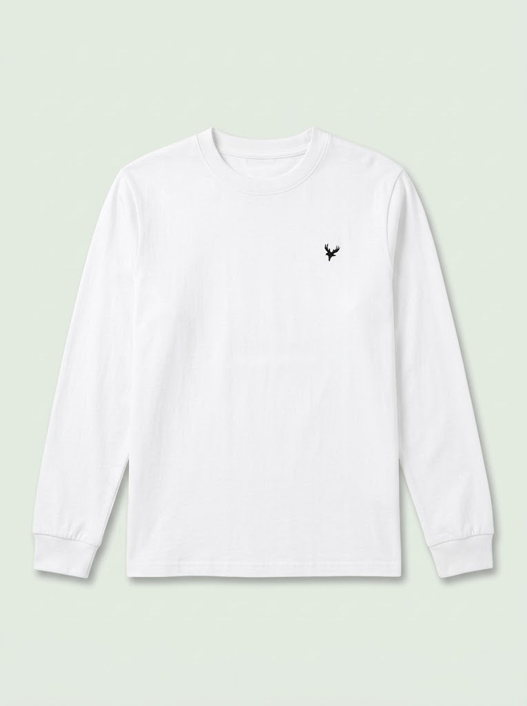 Boys' Winter Casual Cotton Long-Sleeve T-Shirt – White