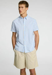 Selected Hommes Linen Men Shirt - Iceberg Green Stripesstripess